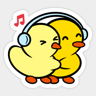 Duckie and Duck Love Music <3 Sticker